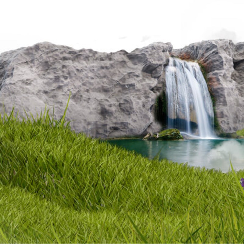 Link Azubi Büro / Berg mit Wasserfall